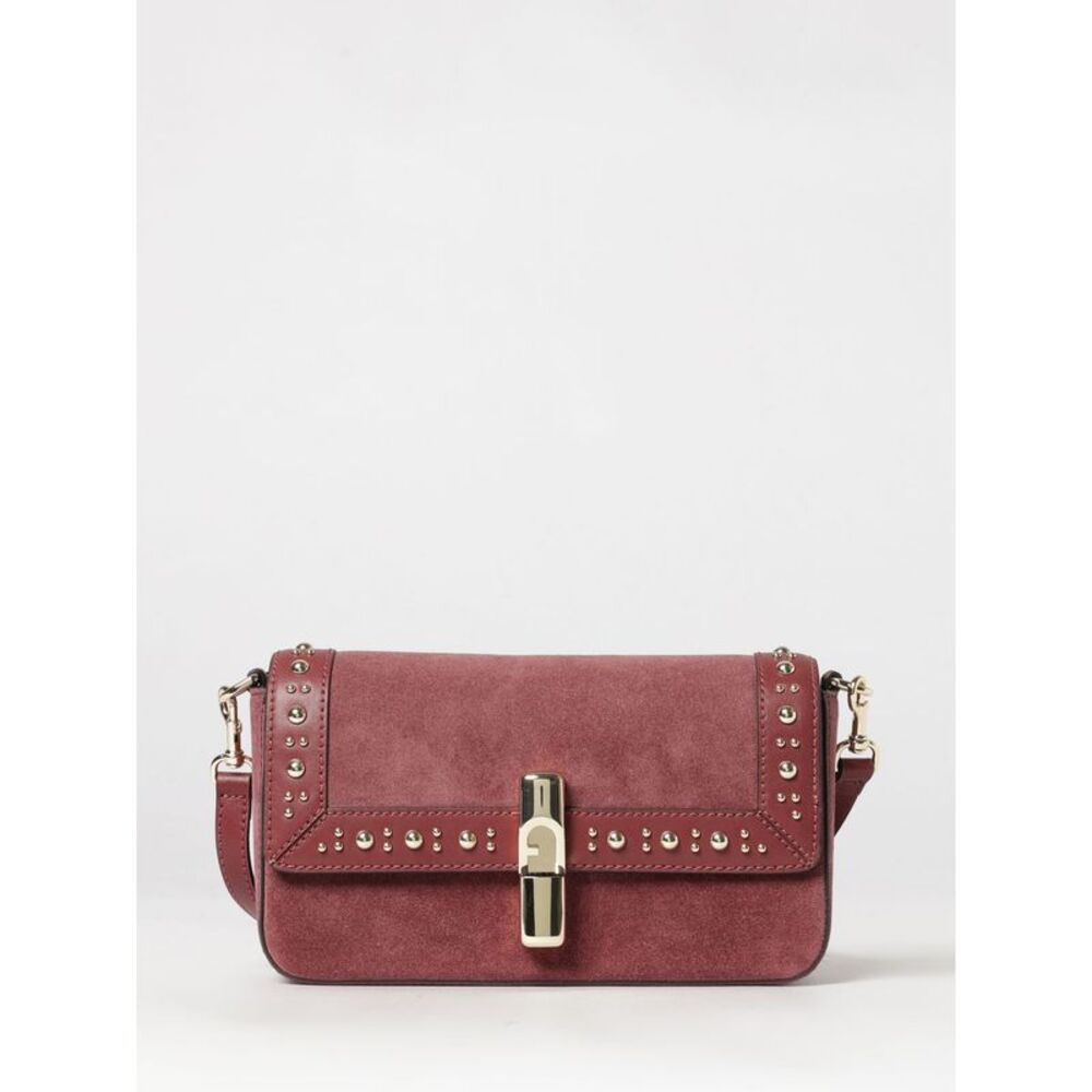 Furla Women Furla Iride Small Suede Shoulder Bag With Embroidery